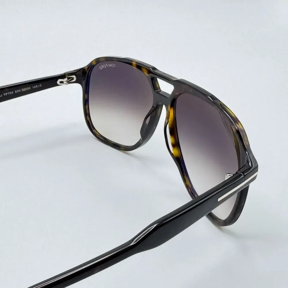 Tom Ford Sunglasses Raoul TF753 52K Havana Aviator Frame Gradient Lens 62-14-140